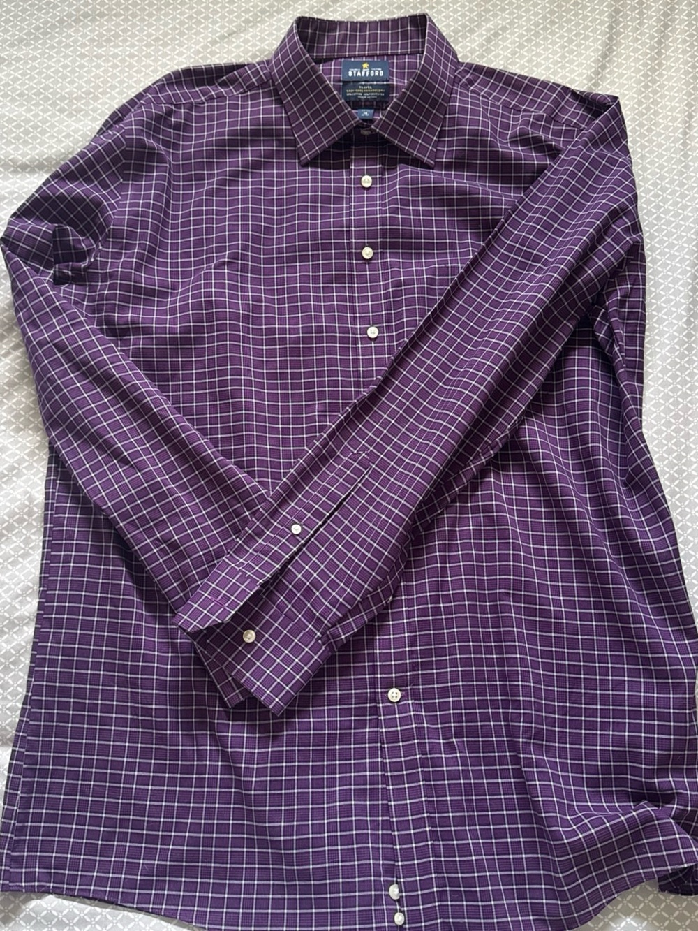 Stafford Purple Grid Windowpane Dress Shirt